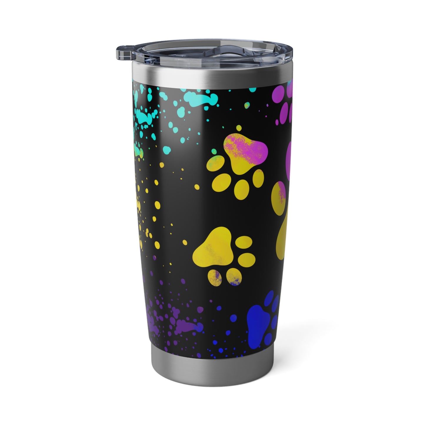 Vibrant Paw Prints: Rainbow Dog Tumbler