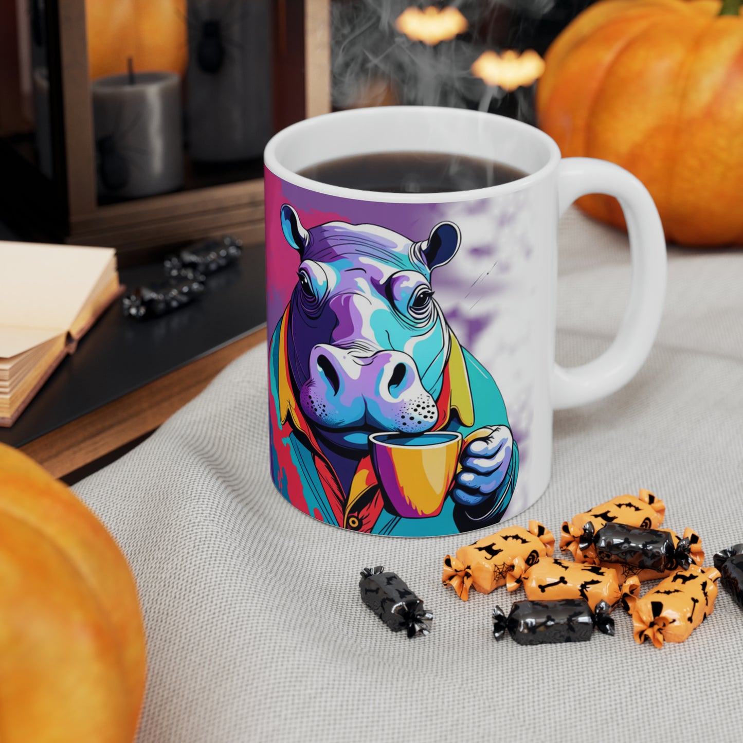 Sip, Smile, Repeat: Whimsical Hippo Java Joy Ceramic Mug 11oz