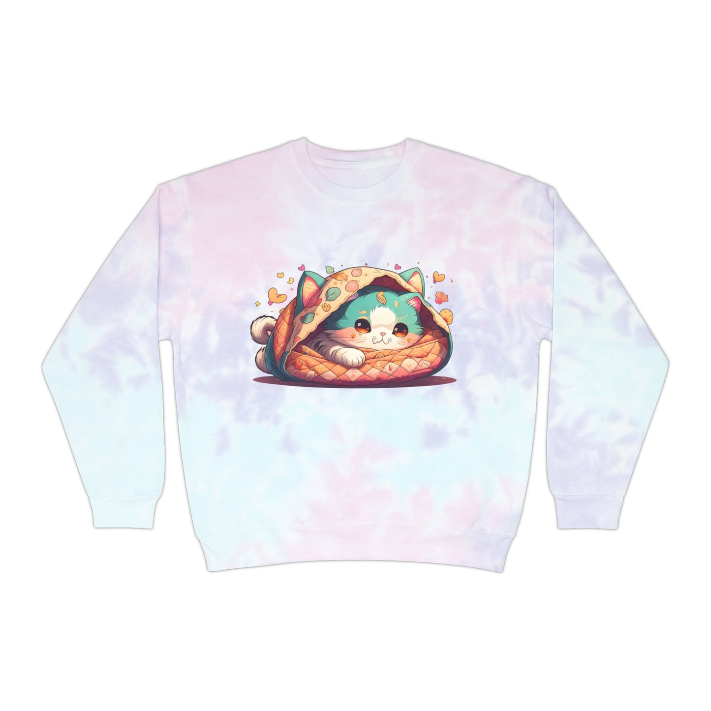 Purr-fectly Cozy: Cat Burrito Bliss Tie-Dye Sweatshirt