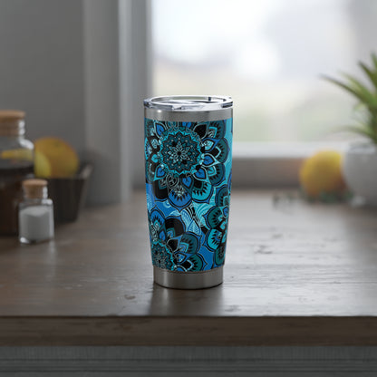 Azure Bloom: Blue Floral Tumbler