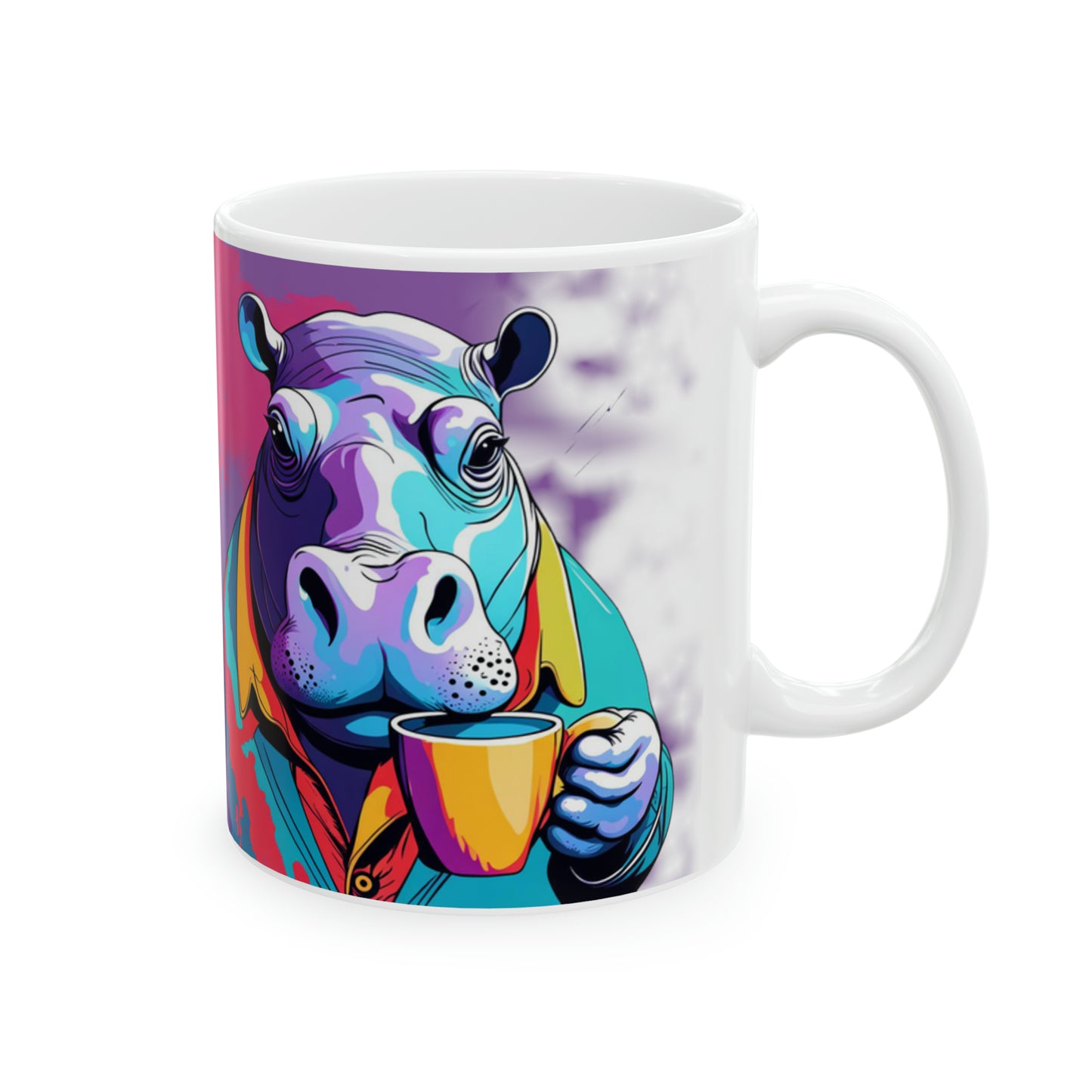 Sip, Smile, Repeat: Whimsical Hippo Java Joy Ceramic Mug 11oz