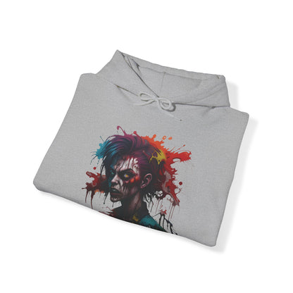 Painted Apocalypse: Vivid Zombie Splash Hooded Masterpiece