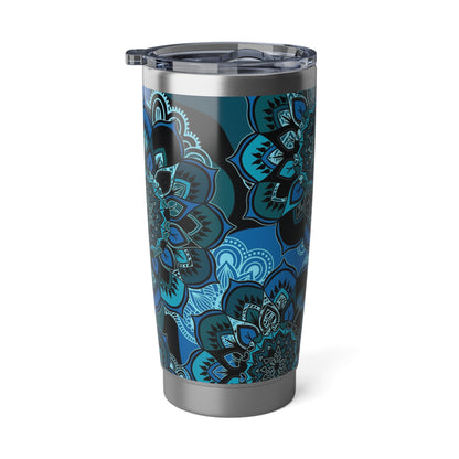 Azure Bloom: Blue Floral Tumbler