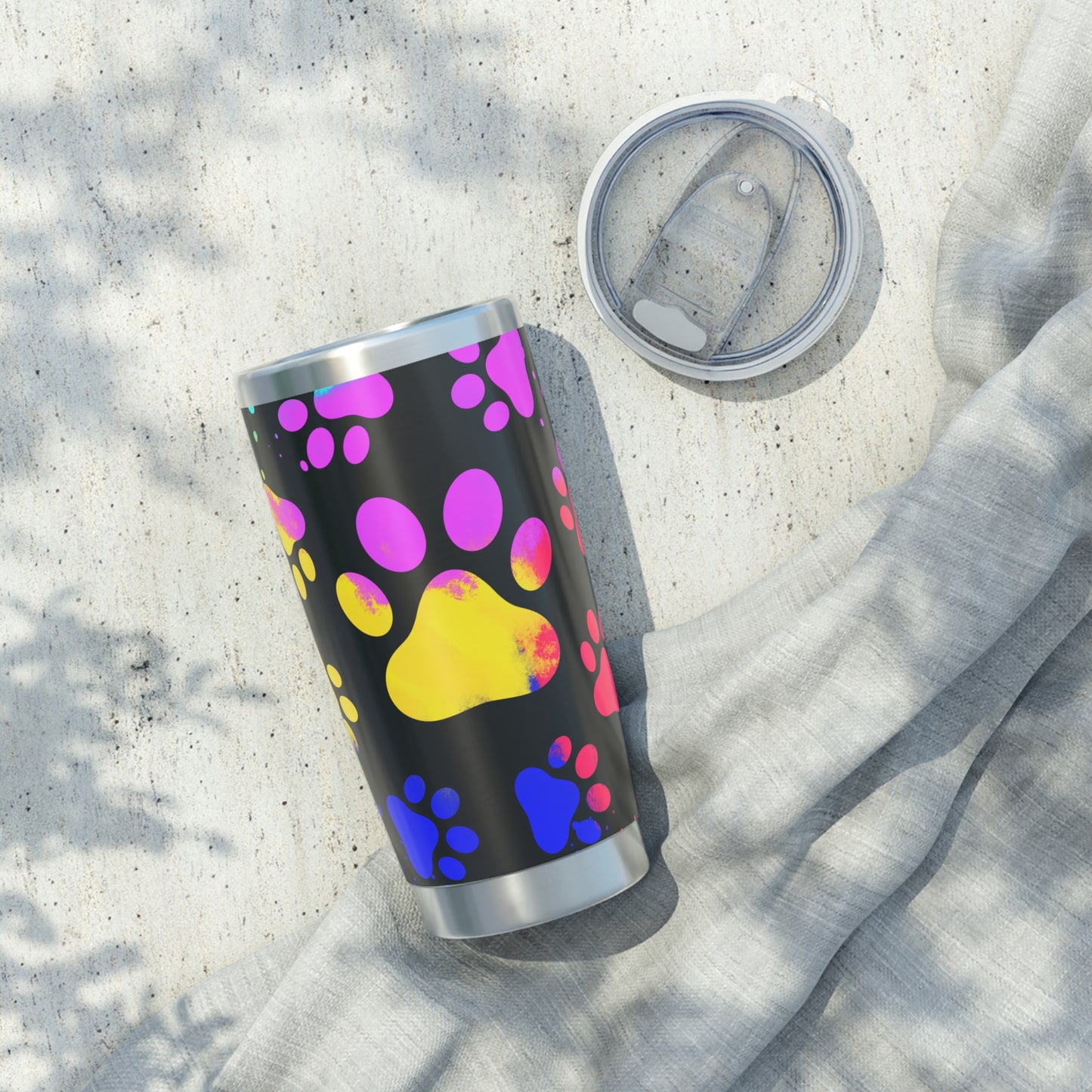 Vibrant Paw Prints: Rainbow Dog Tumbler