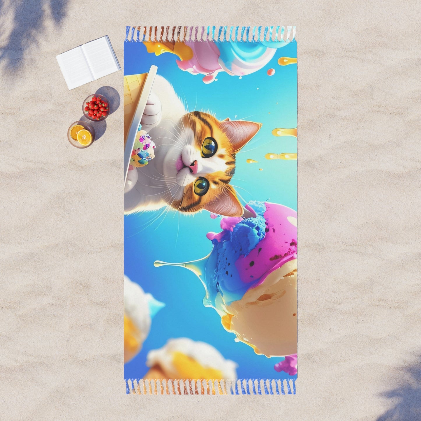 Ice cream cat beach towel