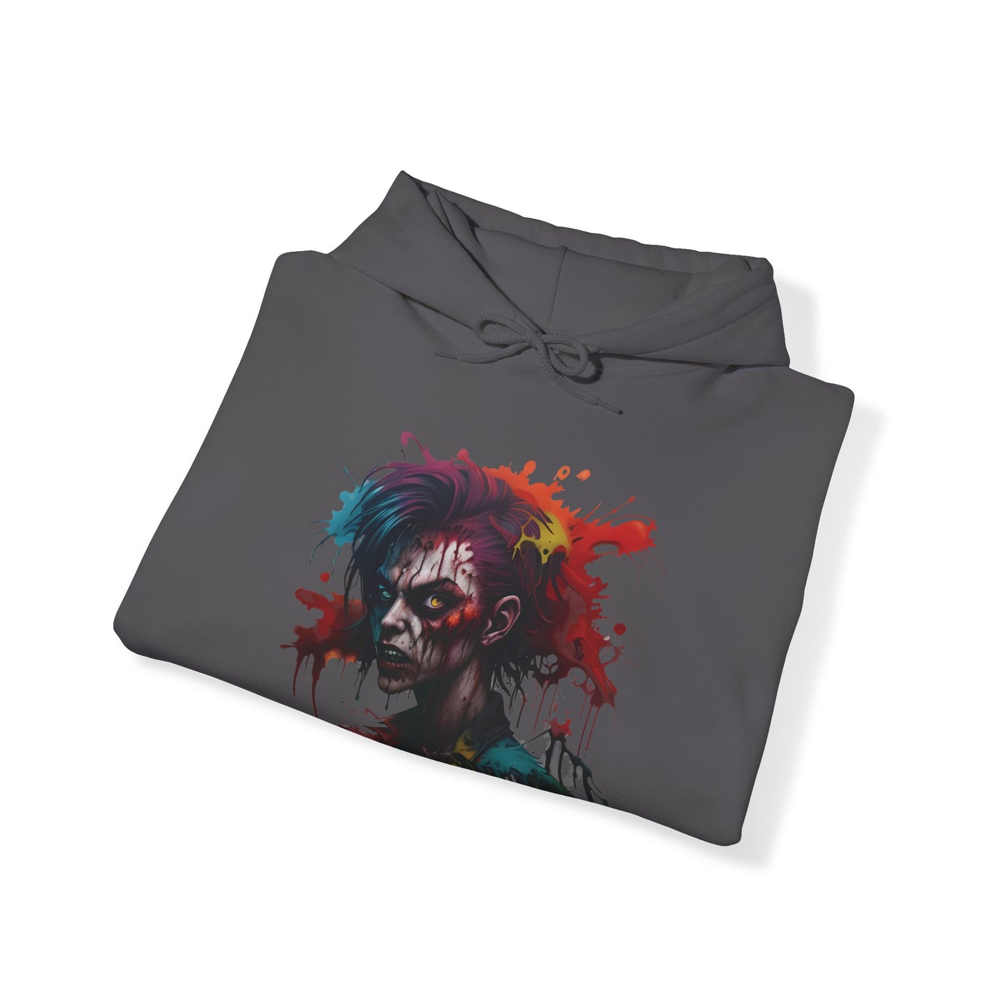 Painted Apocalypse: Vivid Zombie Splash Hooded Masterpiece