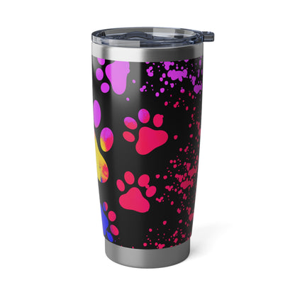 Vibrant Paw Prints: Rainbow Dog Tumbler