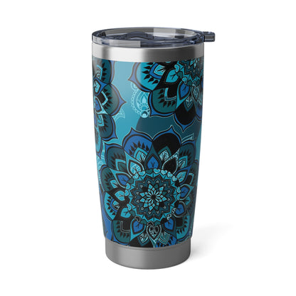 Azure Bloom: Blue Floral Tumbler